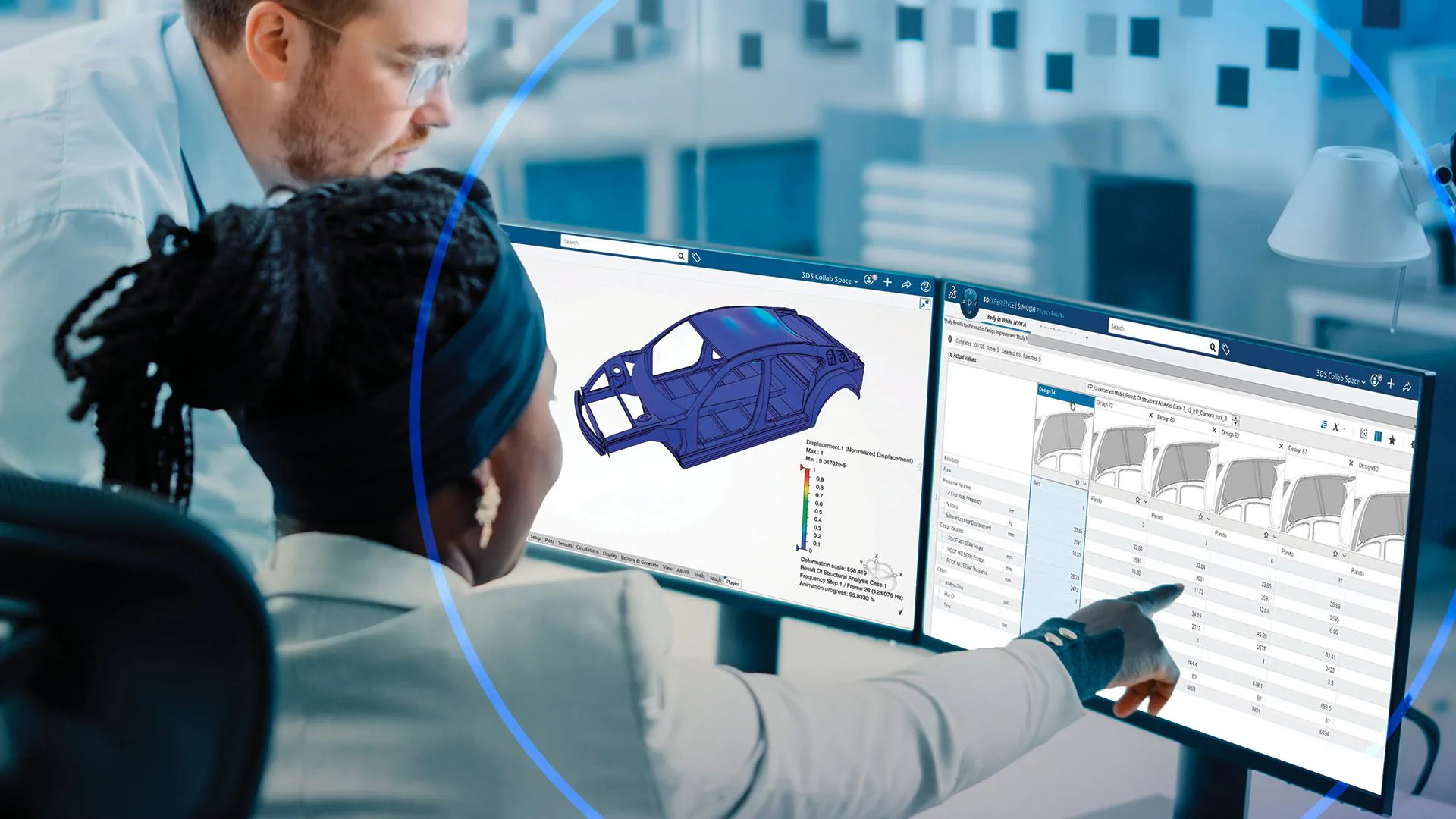 A Morphos 3D trainer guiding an engineer through a SOLIDWORKS model on screen