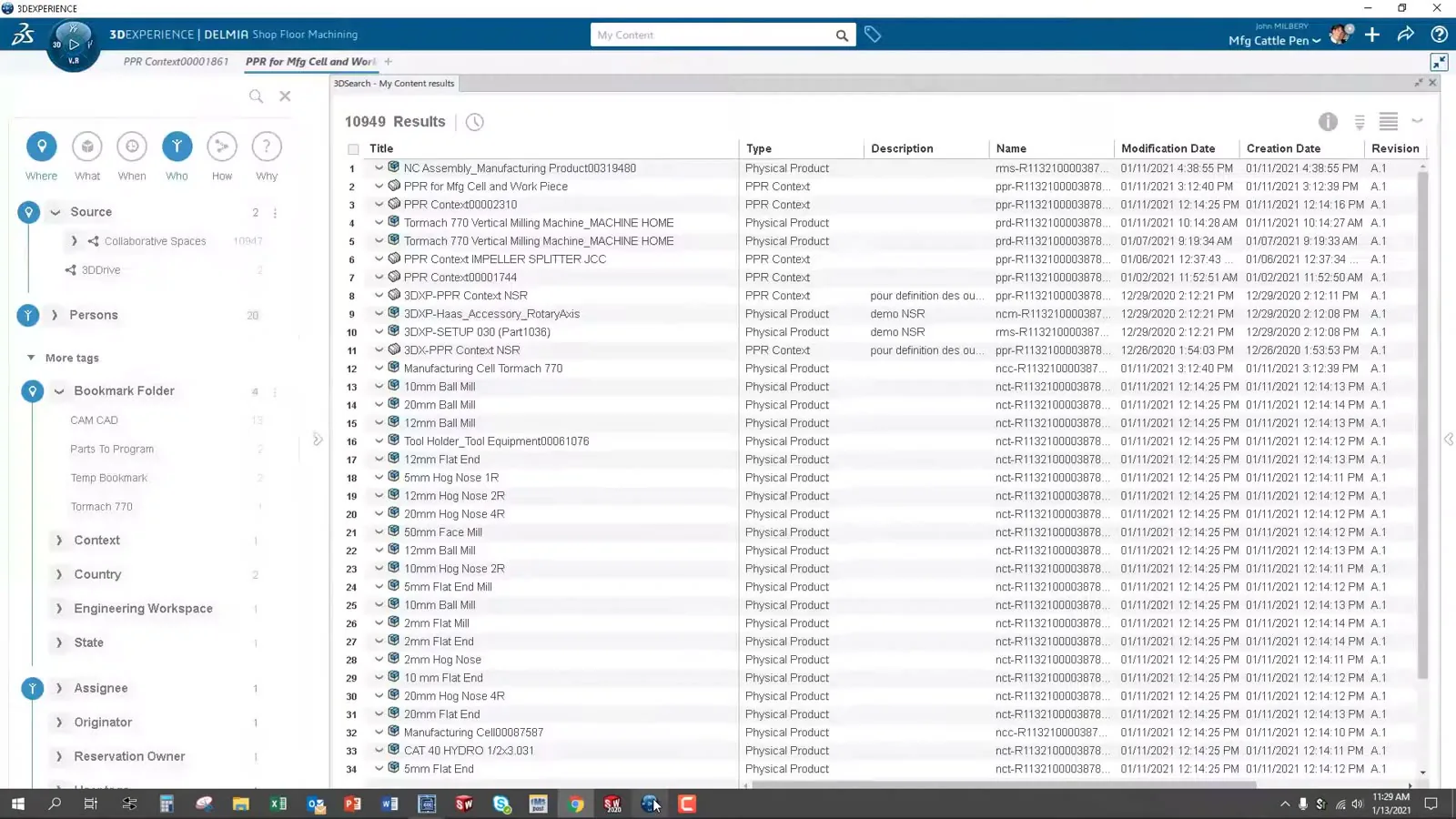 NC Shop Floor Programmer content library search panel for NC assemblies and proven sequences