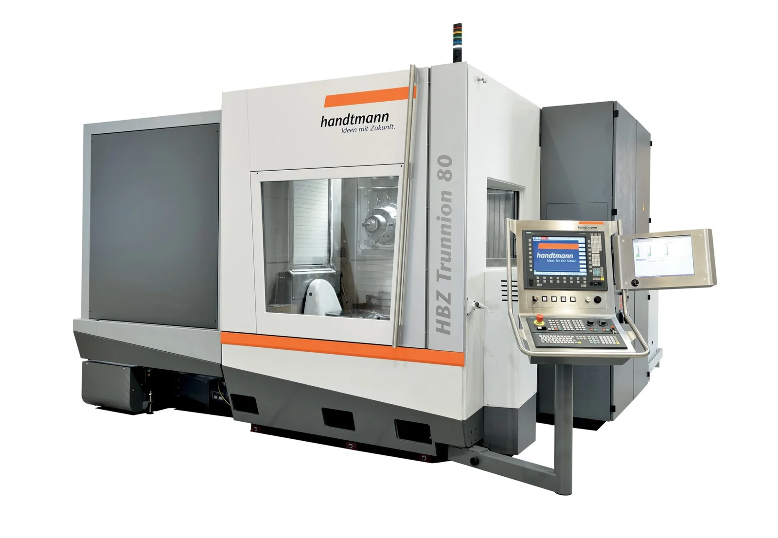 A trunnion-style 5-axis machining center with a tilt-and-rotate table, the hardware that makes 3+2 positional machining possible.