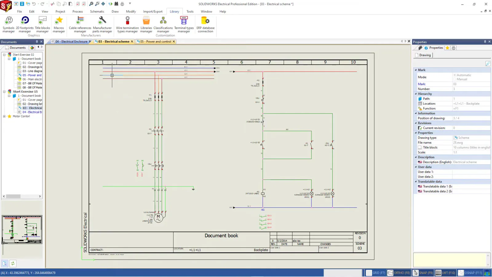 SOLIDWORKS Electrical schematic editor with IEC-compliant wiring diagram and component library