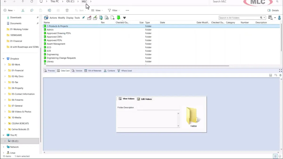 SOLIDWORKS PDM vault structure used for an Autodesk Vault versus SOLIDWORKS PDM comparison